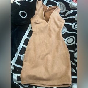 Suede open back mini dress